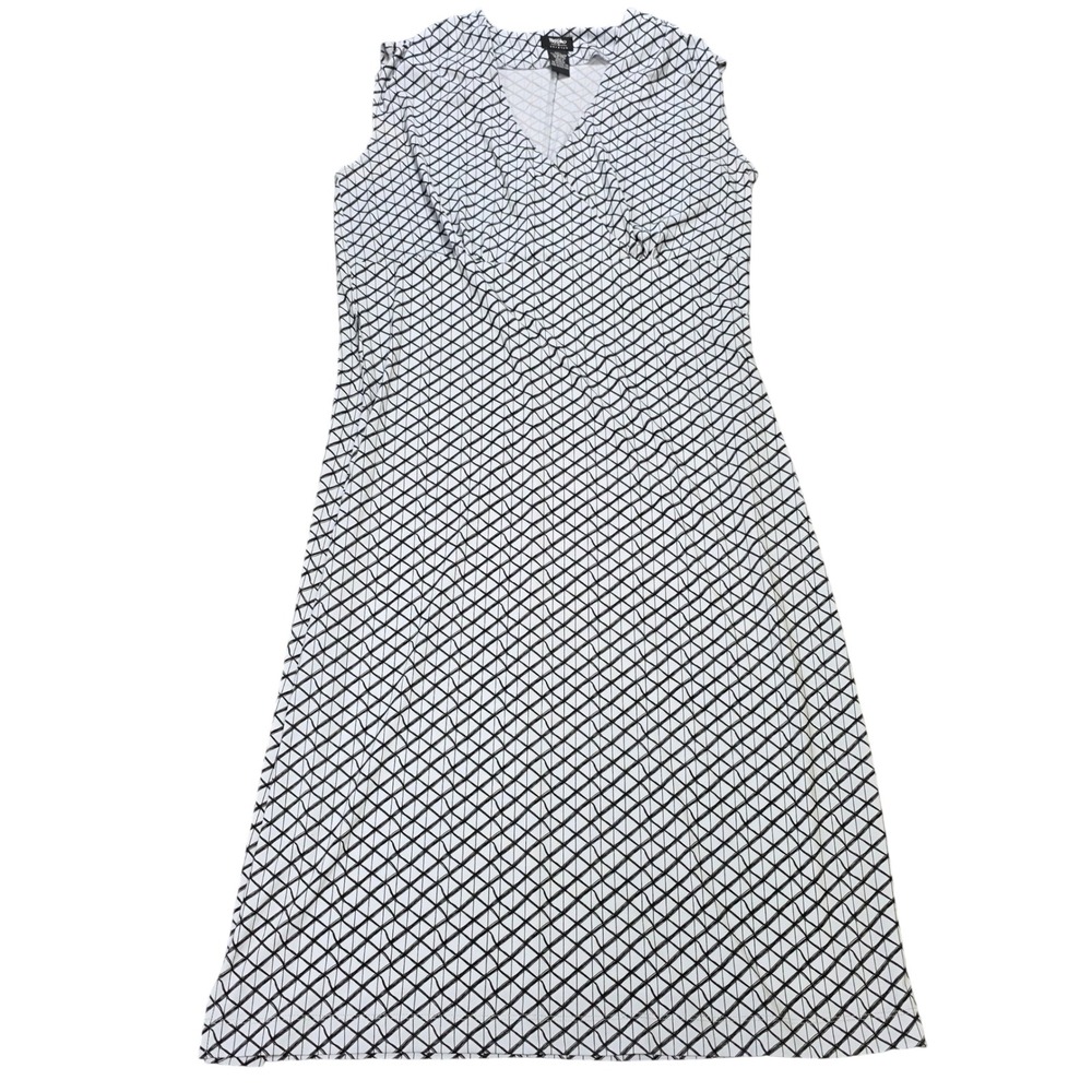 Mossimo Stretch Maxi Dress Women's Size L Black Gray Geometric Diamond  V-Neck